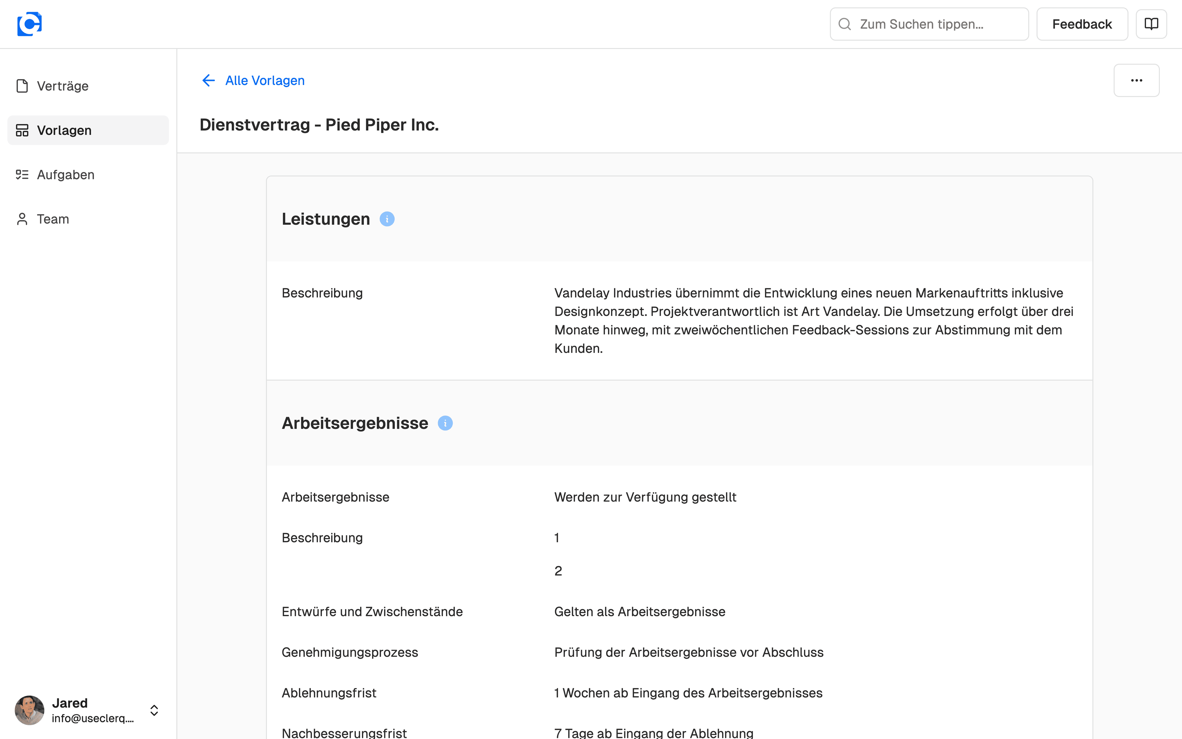 Vorschau der Vertragsvorlage für einen Dienstvertrag in Zircolo zur rechtssicheren Beauftragung externer Dienstleister oder selbstständiger Personen