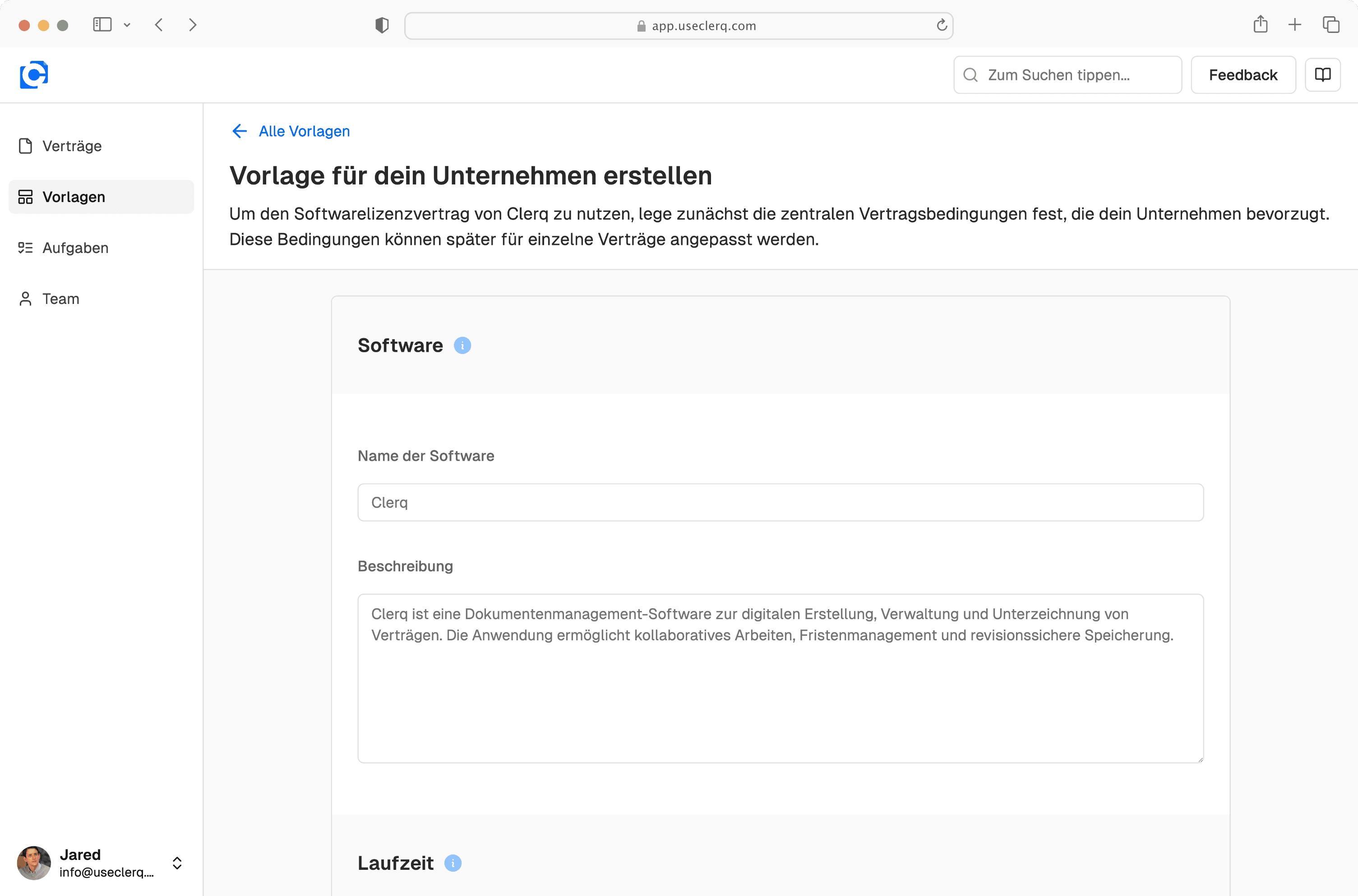 Vertragsvorlage des Zircolo Softwarelizenzvertrags für B2B-Softwareprodukte mit lokalem Hosting, On-Premise-Installation oder BYOC-Modell