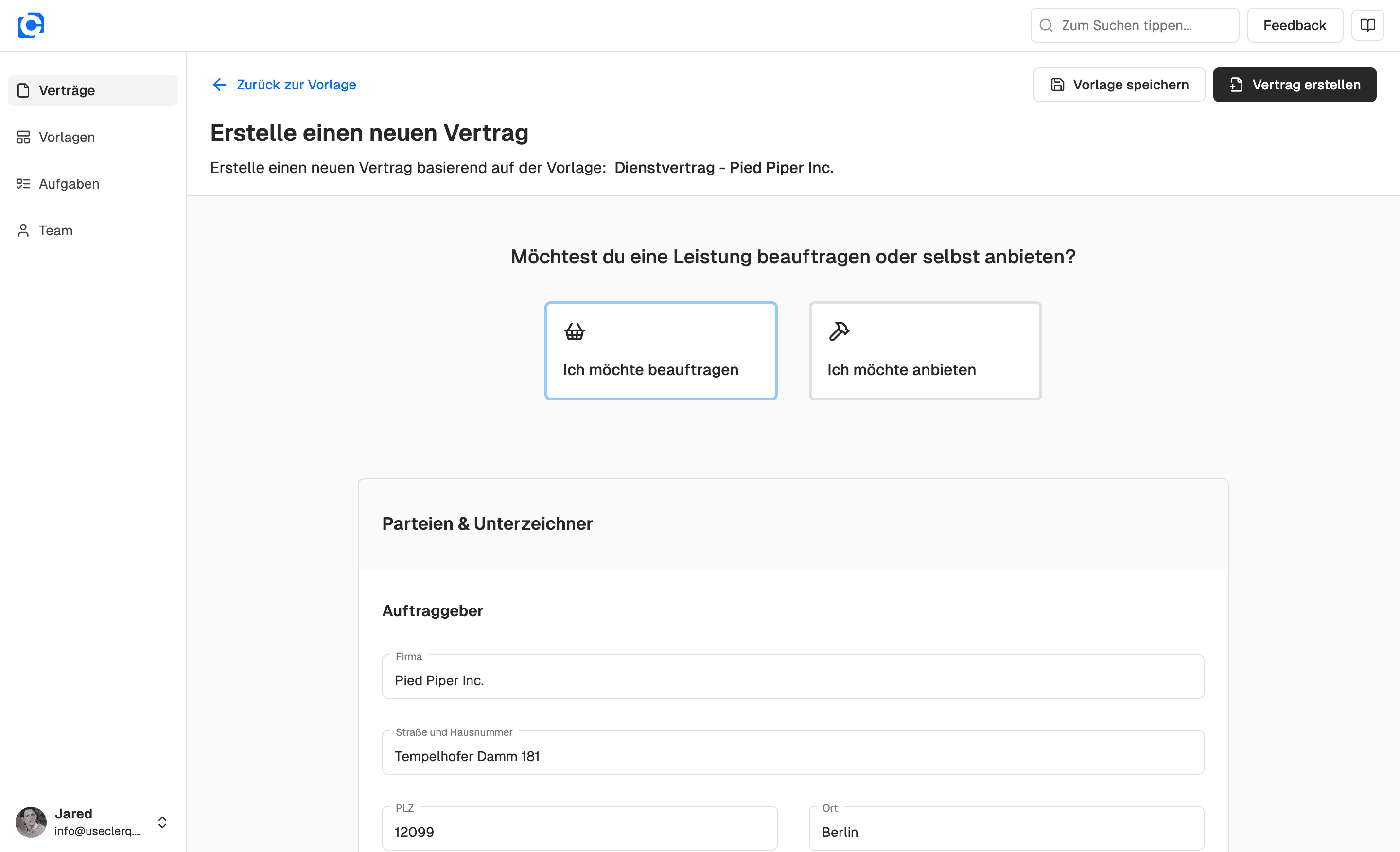 Vorschau der Vertragsvorlage für einen Dienstvertrag in Zircolo zur rechtssicheren Beauftragung externer Dienstleister oder selbstständiger Personen
