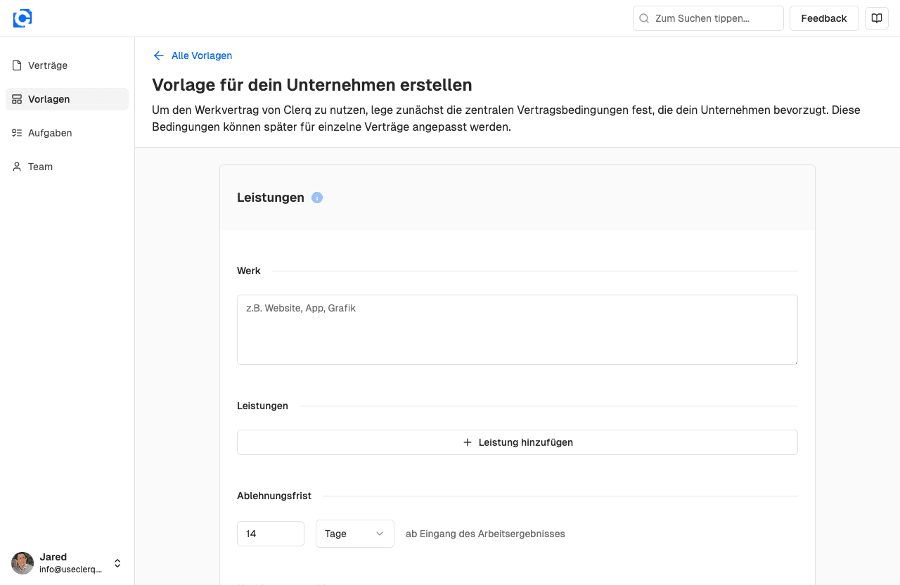 Vorschau der Vertragsvorlage für einen Werkvertrag in Zircolo zur rechtssicheren Beauftragung externer Dienstleister oder selbstständiger Personen